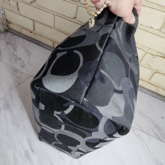Euc Coach Carly Signature Black & Gray Shoulder Bag Large - Picture 10 of 17